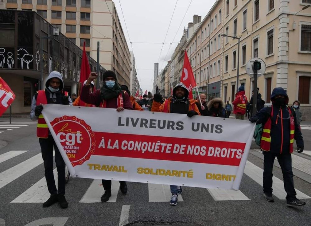 Débrayage de coursiers Just Eat à Lyon