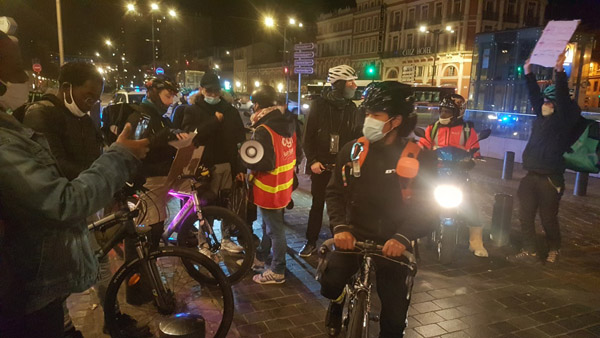 Manifestation de coursiers ubérisés à Toulouse