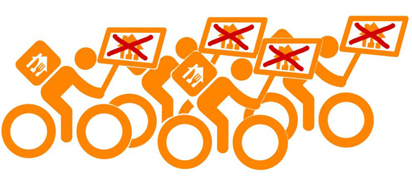 Cyclistes oranges Just Eat vectoriel